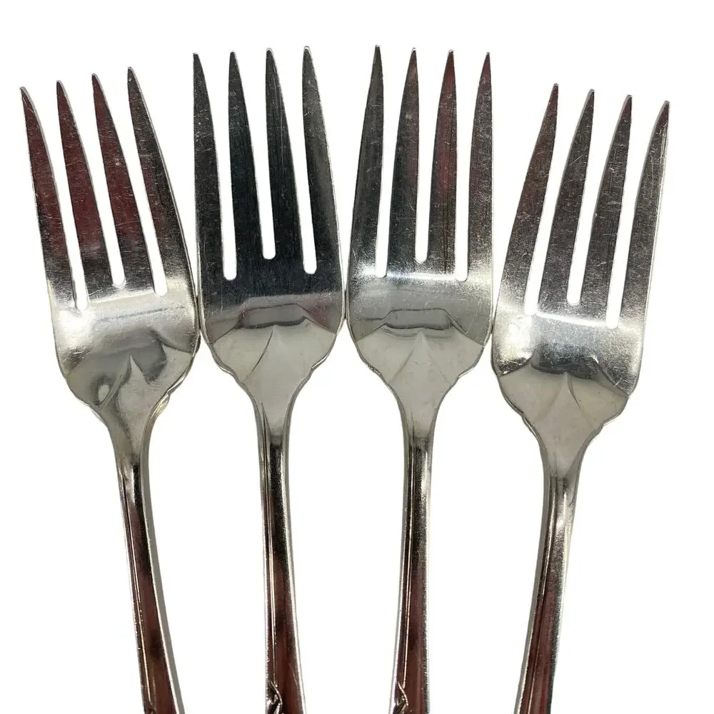 Lot of 4 Oneida community white Orchid silver plate salad fork